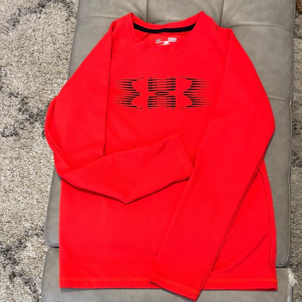 Red Long Sleeve Shirt with Black Logo